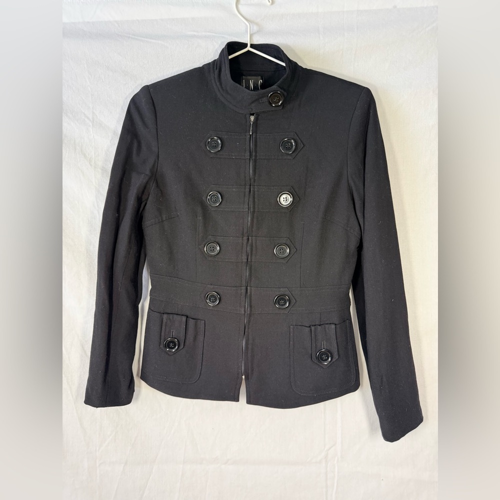 INC International Concepts Black Double-Breasted Blazer